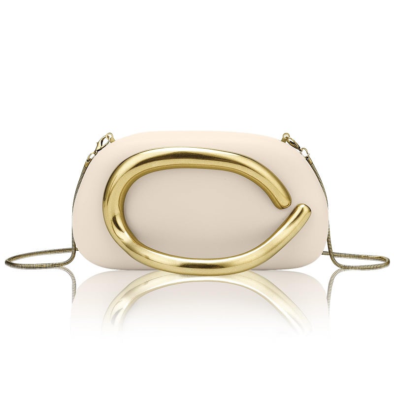 Rkrouco PU Leather Women's Evening Handbags Chocolates Clutch Purse Easy Match with Chain Crossbody Metal Decoration Shoulder Bag (Beige) - Image 1