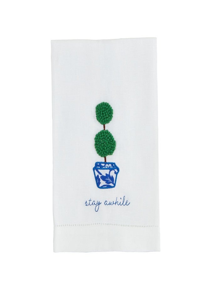 Mud Pie Stay Boxwood Embroid Towel; 21" x 14"