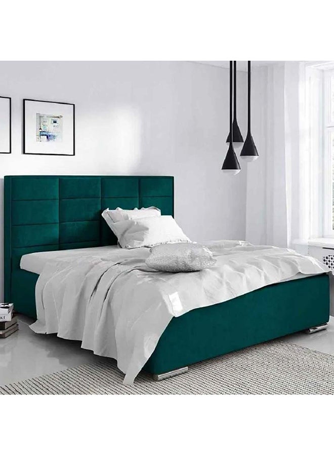 A to Z Furniture Ibiza upholstered Bed in Velvet Fabric 200x200cm Super King Bed in Green Color