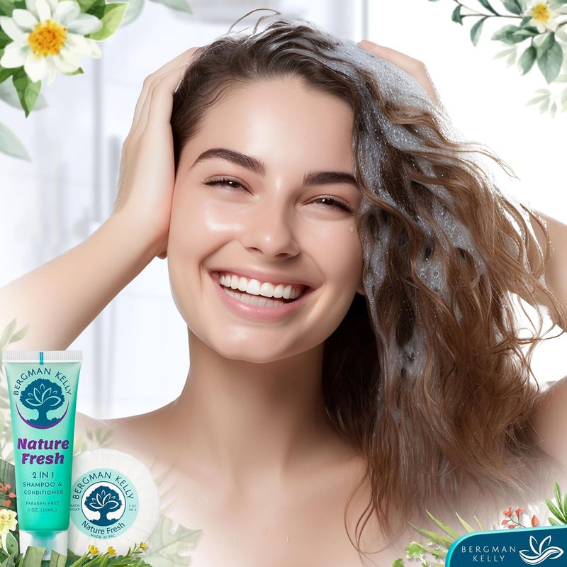 BERGMAN KELLY Round Soap Bars 2in1 Shampoo Conditioner 2Piece Set Nature Fresh 1 oz each 100 pc Delight Your Guests with Refreshing Soothing Hotel Amenities Bulk Toiletries - Image 5