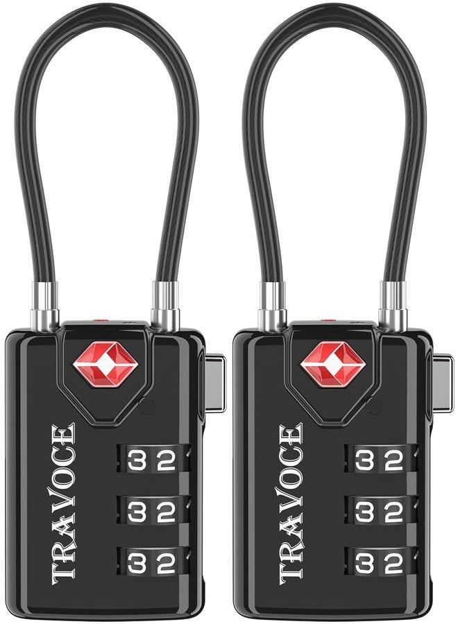 Travoce TSA Approved Luggage Locks, Travel Locks Which Also Work Great as Gym Locks, Toolbox Lock, Backpack and More,Black 2 Pack - Image 1
