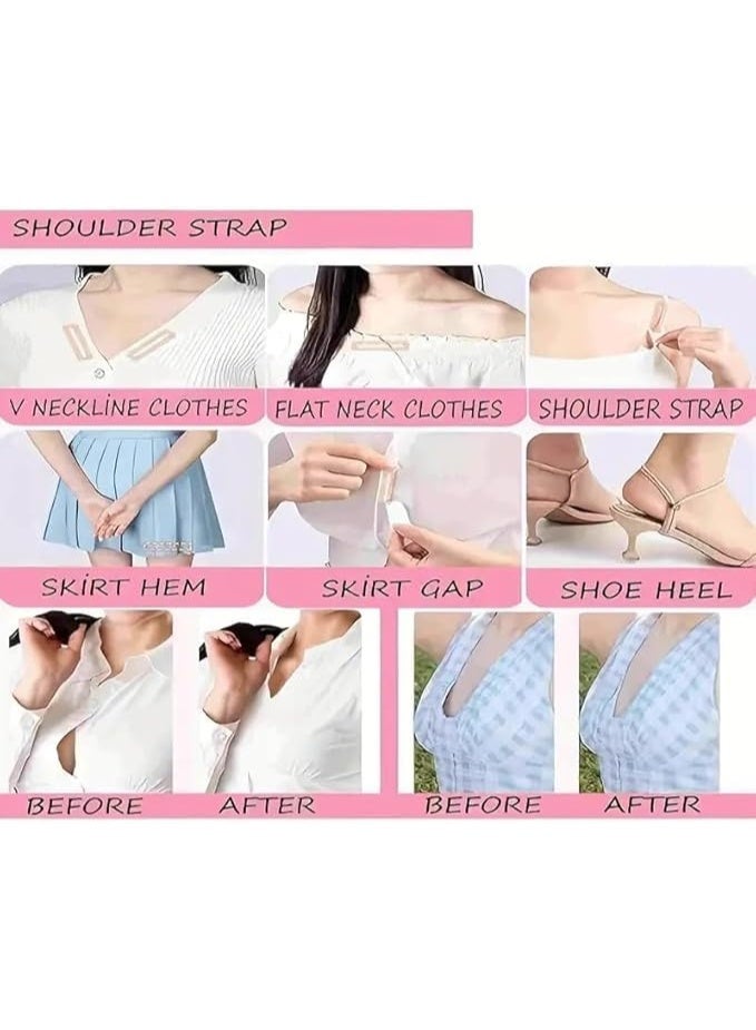 Double-sided adhesive tape for women's clothing - Hijab shaping and secure fastening tape - Lightweight adhesive strips - Prevents slipping, gaps, and clothing mishaps - Gentle, long-lasting, and skin-safe adhesive - Large size 50 x 255 mm - Pack of 12 - Image 2