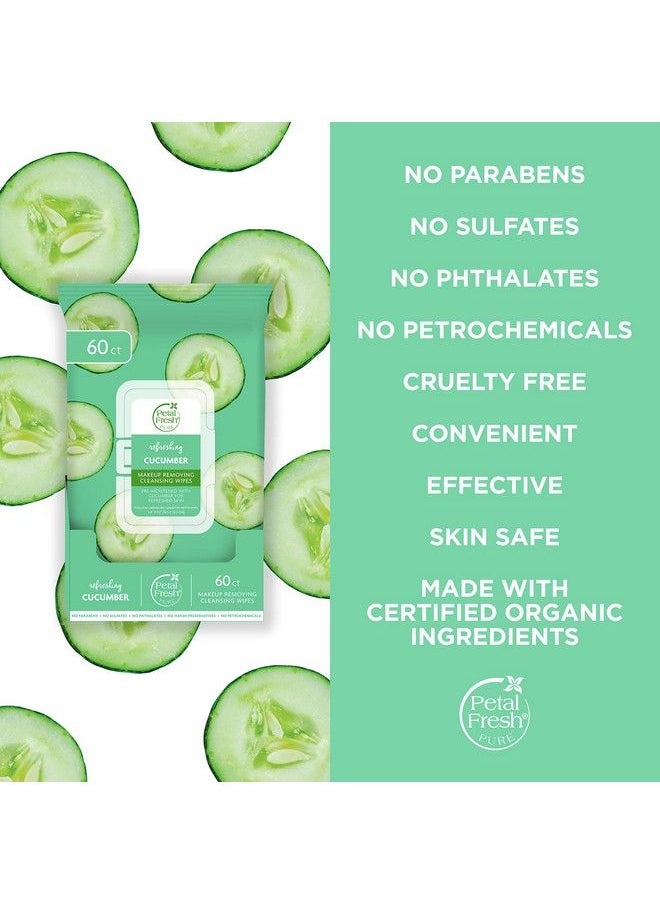 Petal fresh Refreshing Cucumber Makeup Removing Cleansing Towelettes Gentle Face Wipes Daily Cleansing Vegan And Cruelty Free 60 Count  - Image 5