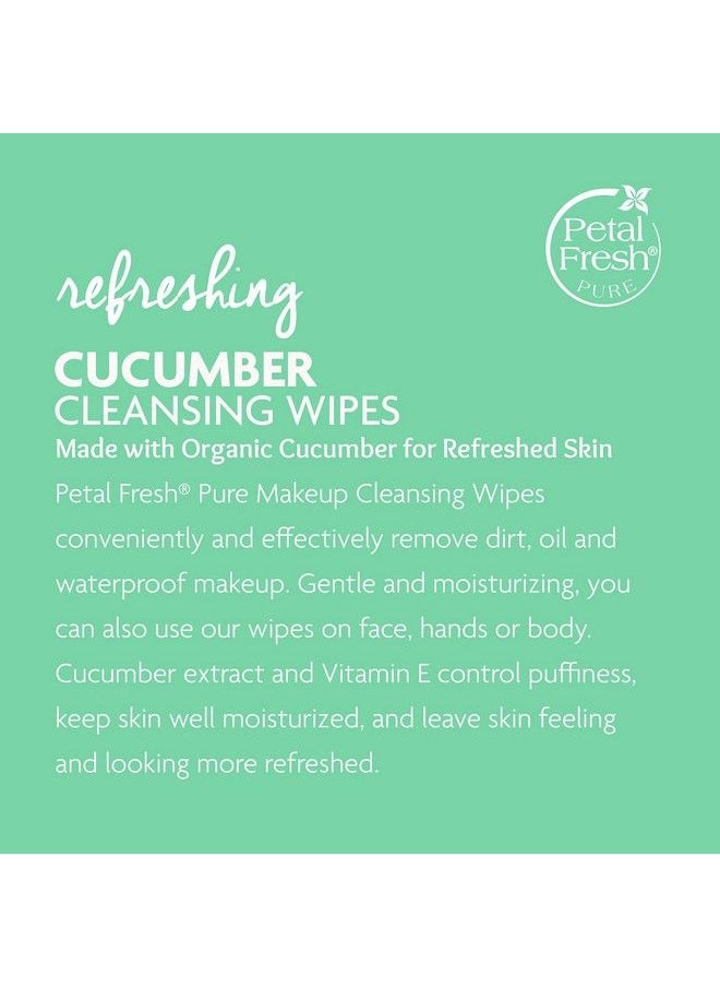 Petal fresh Refreshing Cucumber Makeup Removing Cleansing Towelettes Gentle Face Wipes Daily Cleansing Vegan And Cruelty Free 60 Count  - Image 3