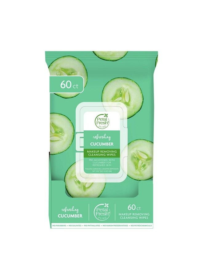 Petal fresh Refreshing Cucumber Makeup Removing Cleansing Towelettes Gentle Face Wipes Daily Cleansing Vegan And Cruelty Free 60 Count  - Image 1