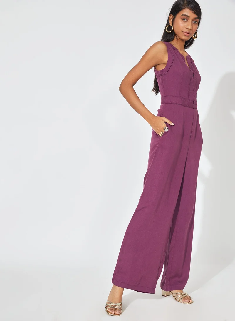 The Label Life Zipper Flared Jumpsuit