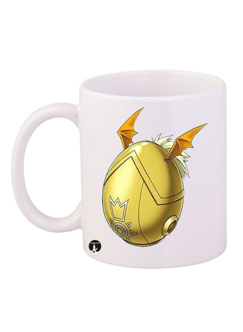 RKN Digimon Printed Mug White/Gold 12ounce