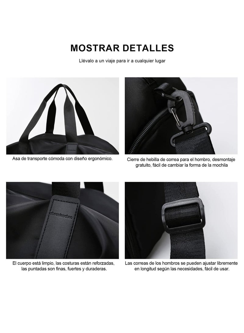 MIXDE Sports Gym Bag for Women, Workout Duffel Bag Travel Bags Swim Sports Travel Gym Bag with Dry Wet Pocket and Shoe Compartment Travel bag Yoga Bag ,BLACK  - Image 4