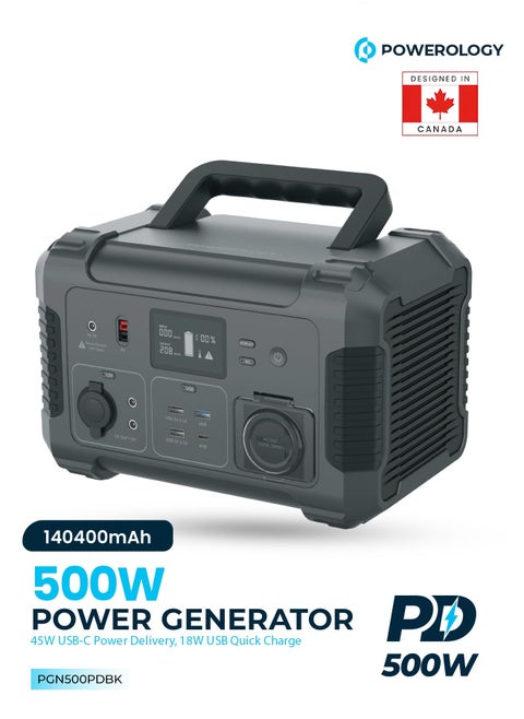 140400mAh 500W Portable Power Generator with Car Charger Port / 500 Watts Max Surge / - Black and Grey