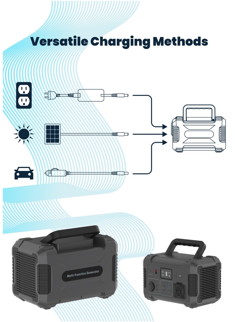 Powerology - 140400mAh 500W Portable Power Generator with Car Charger Port / 500 Watts Max Surge / - Black and Grey - Image 1