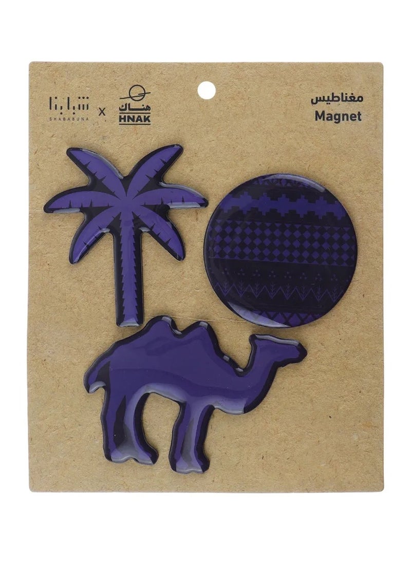 SHABABUNA x HNAK Fridge Magnet Set by Shababuna X Hnak, decorated with designs that reflect Saudi culture and inspired by Saudi landmarks | High Quality and Long Lasting | made in Saudi Arabia - 3 pieces - PCC-3  - Image 1