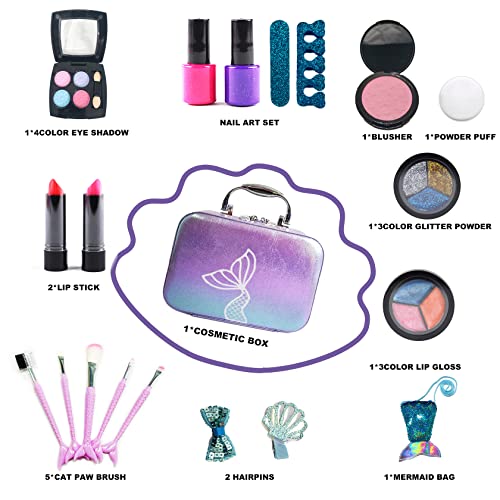 10Leccion Kids Makeup Set for Girls Non Toxic Washable Mermaid Makeup Kit Little Mermaid Toys for Girl 57 812Princess Dress up Beauty Vanity SetIdeal Party Gifts for Halloween Christmas and Birthday - Image 5