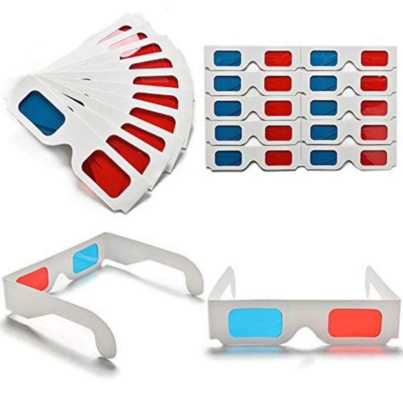 100Pcs 3D Cardboard Glasses Red & Cyan Anaglyph White Card Glasses for 3D Viewing - Image 4