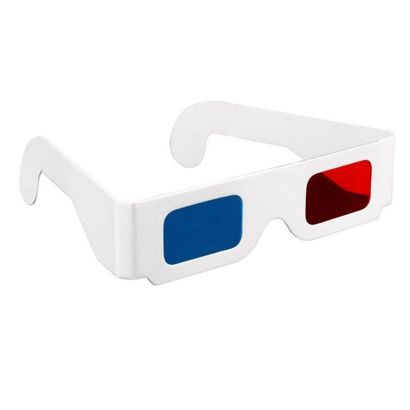 100Pcs 3D Cardboard Glasses Red & Cyan Anaglyph White Card Glasses for 3D Viewing - Image 1