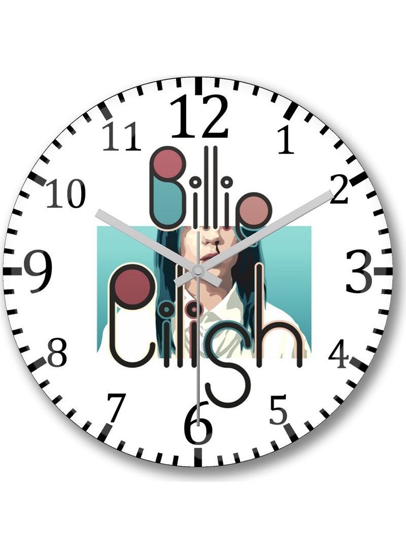 Baskı Dükkanı Print Shop Billie Eilish 0 Wall Clock Curved Real Glass  - Image 1