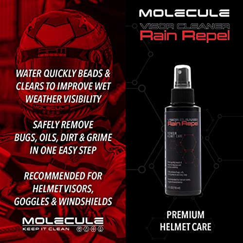 Molecule Helmet Care Kit, Anti-Fog, Cleaner Polish, Refresh, and Rain Repel, Premium Helmet Care, Helmets, Visors, and Goggles, Cleans and Details, 4 Ounces (1 Kit) - Image 5