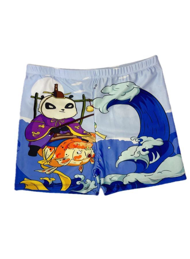 إسكدنيا شورت سباحة رجالي مطبوع رقميًا مضاد للإحراج سريع الجفاف شورت سباحة بوكسر فضفاض شورت شاطئ ربيعي ساخن للمراهقين - اللون: باندا لركوب الأسماك - - Image 1