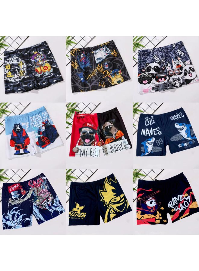 إسكدنيا شورت سباحة رجالي مطبوع رقميًا مضاد للإحراج سريع الجفاف شورت سباحة بوكسر فضفاض شورت شاطئ ربيعي ساخن للمراهقين - اللون: باندا لركوب الأسماك - - Image 2