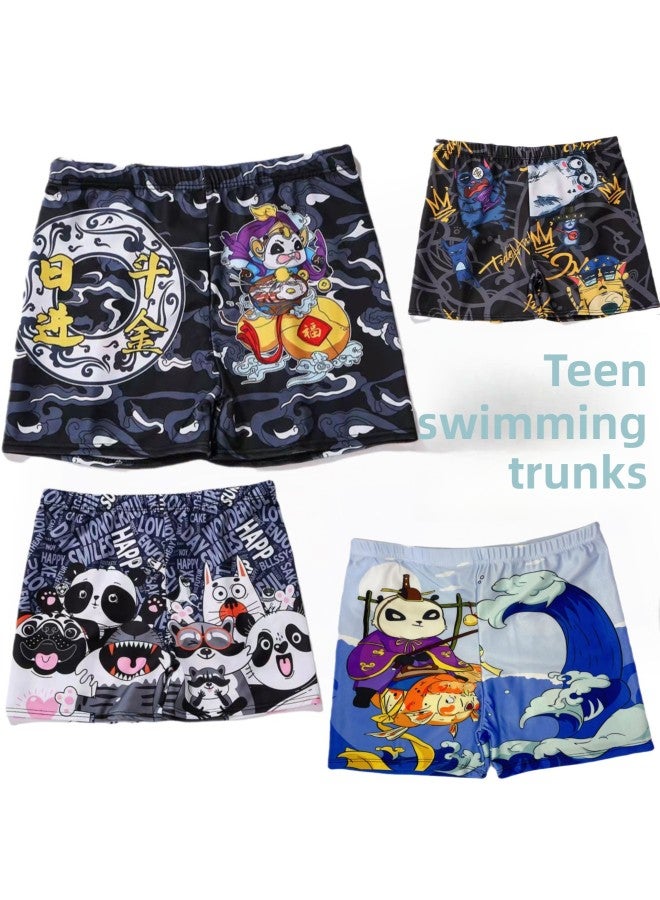 إسكدنيا شورت سباحة رجالي مطبوع رقميًا مضاد للإحراج سريع الجفاف شورت سباحة بوكسر فضفاض شورت شاطئ ربيعي ساخن للمراهقين - اللون: باندا لركوب الأسماك - - Image 3