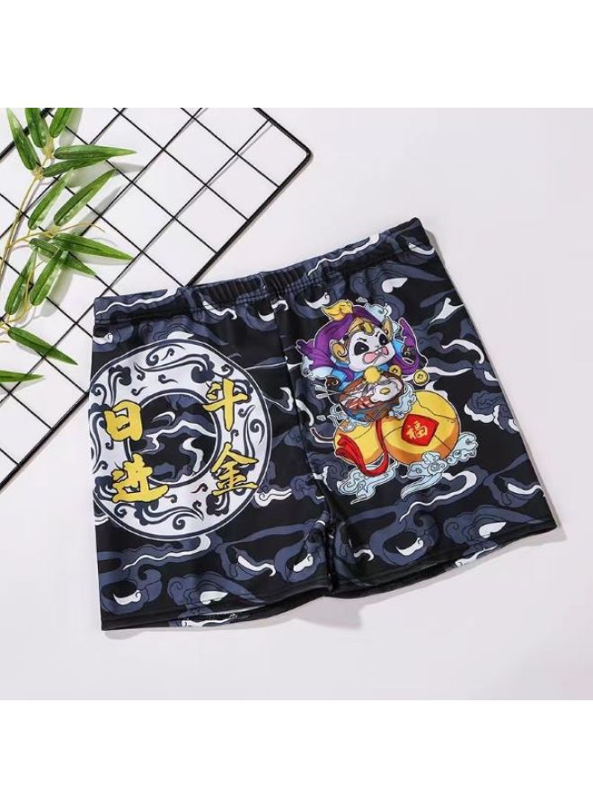 إسكدنيا شورت سباحة رجالي مطبوع رقميًا مضاد للإحراج سريع الجفاف شورت سباحة بوكسر فضفاض شورت شاطئ ربيعي ساخن للمراهقين - اللون: باندا لركوب الأسماك - - Image 5