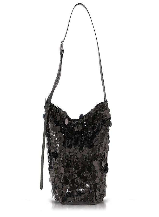 QTKJ Sequin Crossbody Bag for Women, Adjustable Shoulder Strap Tote Bag, Handbag for Wedding, Prom, Parties, Travel(Black) - Image 1
