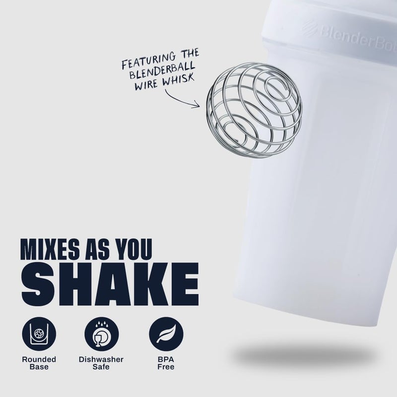 BlenderBottle Classic V2 Shaker Bottle Perfect for Protein Shakes and Pre Workout, 20-Ounce, White - Image 3