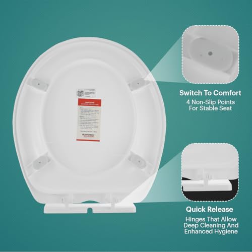 Johnson Bathrooms Ruby/Topaz Toilet Seat Cover | Oval-Shaped PP Toilet Seat Cover For Bathroom Commode Cover (41 X 37 Cm) | Comfort Seating Toilet Seat | 3 Years Warranty (P5024PW0101 - White Colour) - Image 2