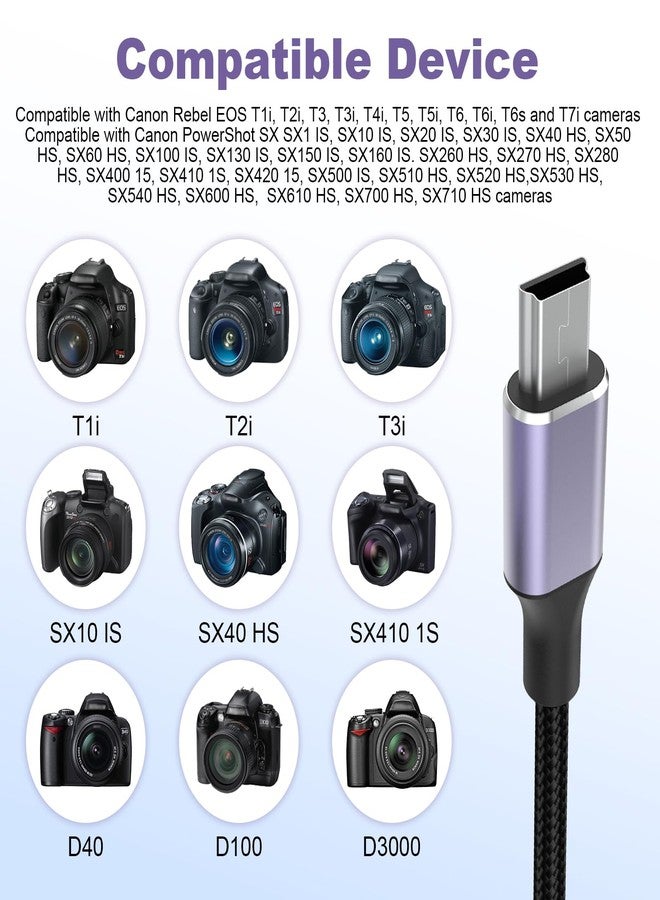 Xivip USB C to UC-E4 Photo Transfer Cable Cord Compatible with Canon Rebel EOS T1i T2i T3 T3i T4i T5 T5i T6 T6i T6s T7i Cameras, Compatible with iPhone 15, Android, PC, MacBook with USB-C (3.3 FT) - Image 2