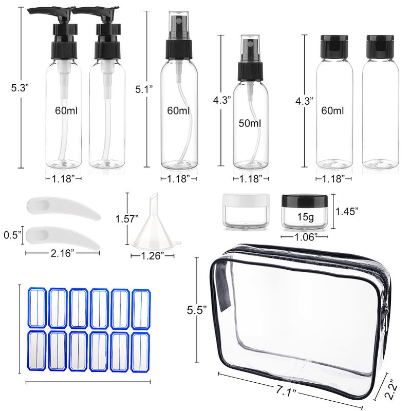 Cosywell Travel Size Bottles For Toiletries 13 Pack Tsa Approved Toiletry Bottles Leak Proof Travel Kit For Women Men Tsa Clear Toiletry Bag Shampoo Lotion Skincare Cosmetic Container(Brown) - Image 2