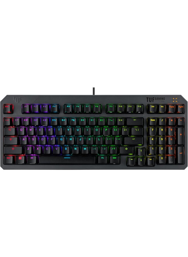 ASUS TUF Gaming K3 Gen II Wired USB Gaming Keyboard – 97-Key Compact Layout, Optical-Mechanical Blue (Clicky) Switches, PBT Keycaps, Detachable Top Plate, IP57 Waterproofing, PC/Mac Support - Black - Image 1
