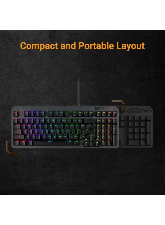 ASUS TUF Gaming K3 Gen II Wired USB Gaming Keyboard – 97-Key Compact Layout, Optical-Mechanical Blue (Clicky) Switches, PBT Keycaps, Detachable Top Plate, IP57 Waterproofing, PC/Mac Support - Black - Image 2