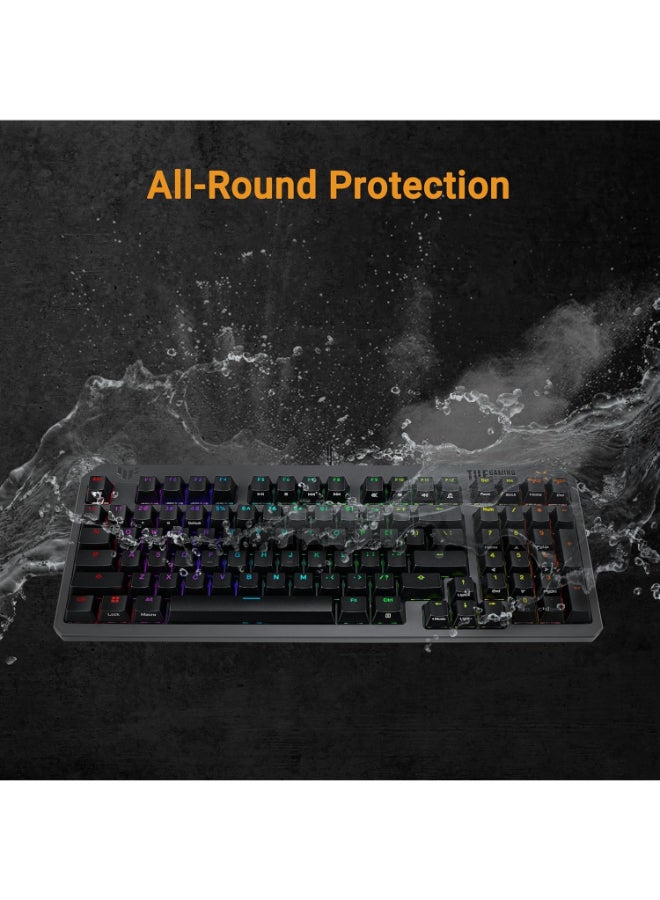 ASUS TUF Gaming K3 Gen II Wired USB Gaming Keyboard – 97-Key Compact Layout, Optical-Mechanical Blue (Clicky) Switches, PBT Keycaps, Detachable Top Plate, IP57 Waterproofing, PC/Mac Support - Black - Image 3