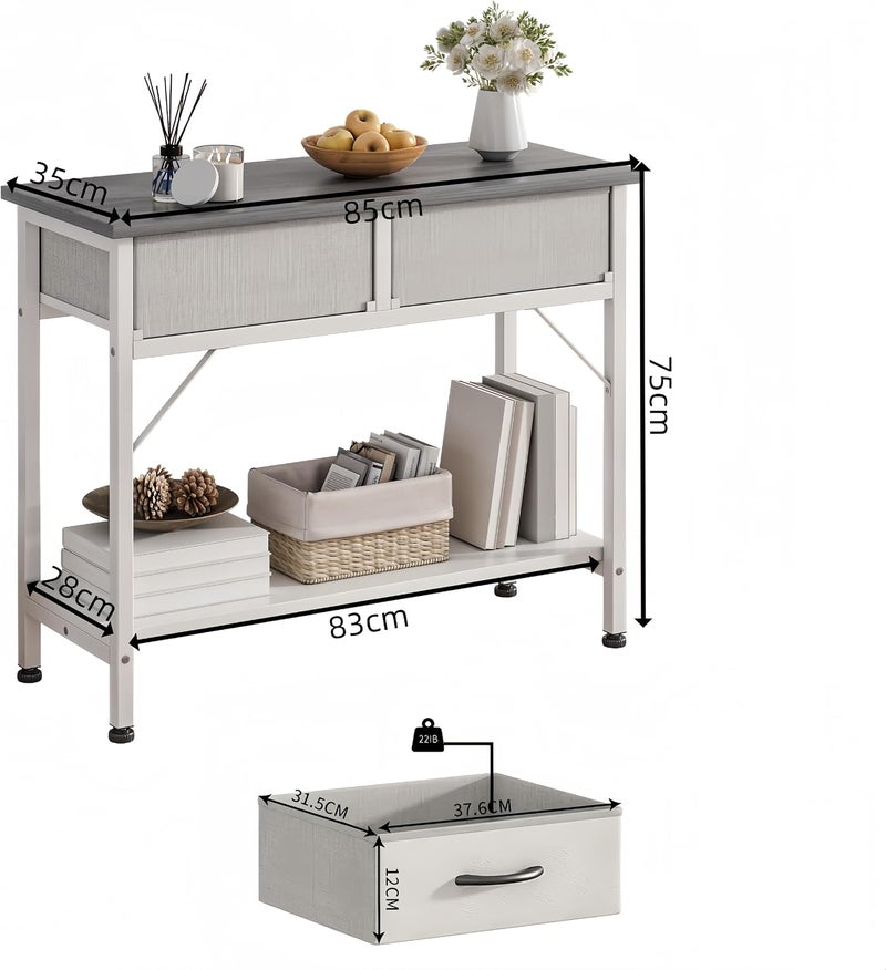 JOYSEUS Console Table for Entryway, Sofa Table with 2 Large Drawers, 2-Tier Storage Organizer, Waterproof Surface, Stable Design for Living Room, Hallway, Kitchen (grey) - Image 2