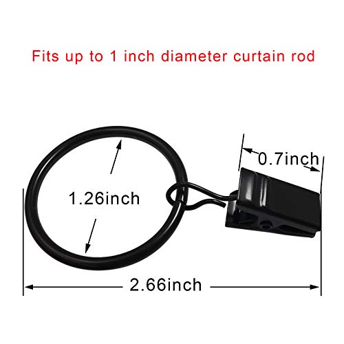 AMZSEVEN 40 Pack Curtain Rings with Clips, Drapery Clips with Rings, Drapes Rings 1.26 in Interior Diameter, Fits up to 1 in Curtain Rod, Black - Image 2
