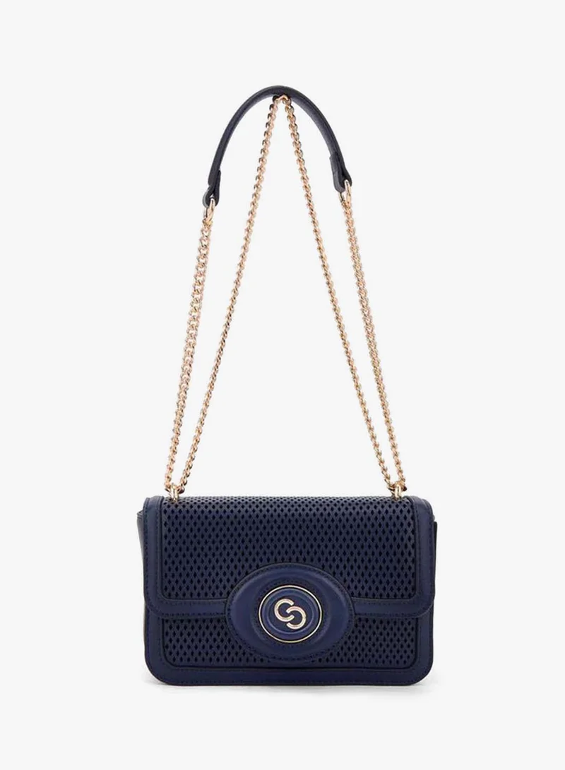 Textured Crossbody Bag With Chain Strap