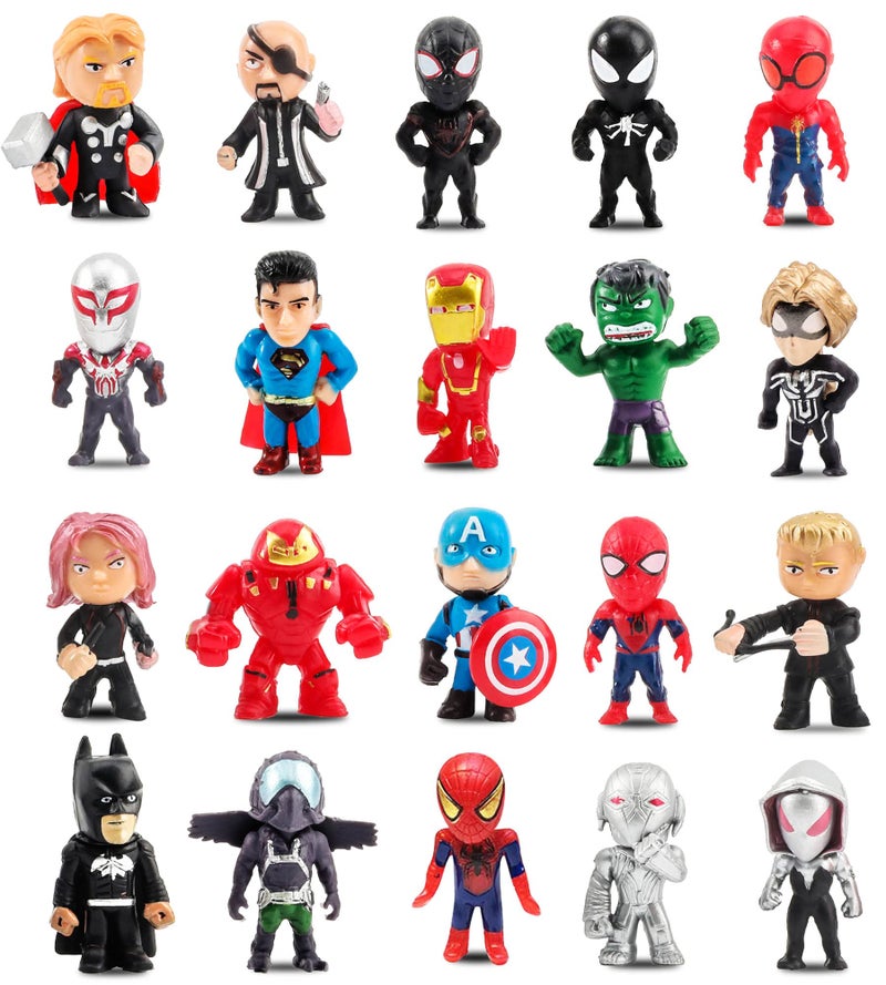 general 20 PCS Hero Cake Toppers Figurines, Mini Figures Set Cute Action Figures Cupcake Toppers Cartoon Action Figures Birthday Party Cake Decorations - Image 1