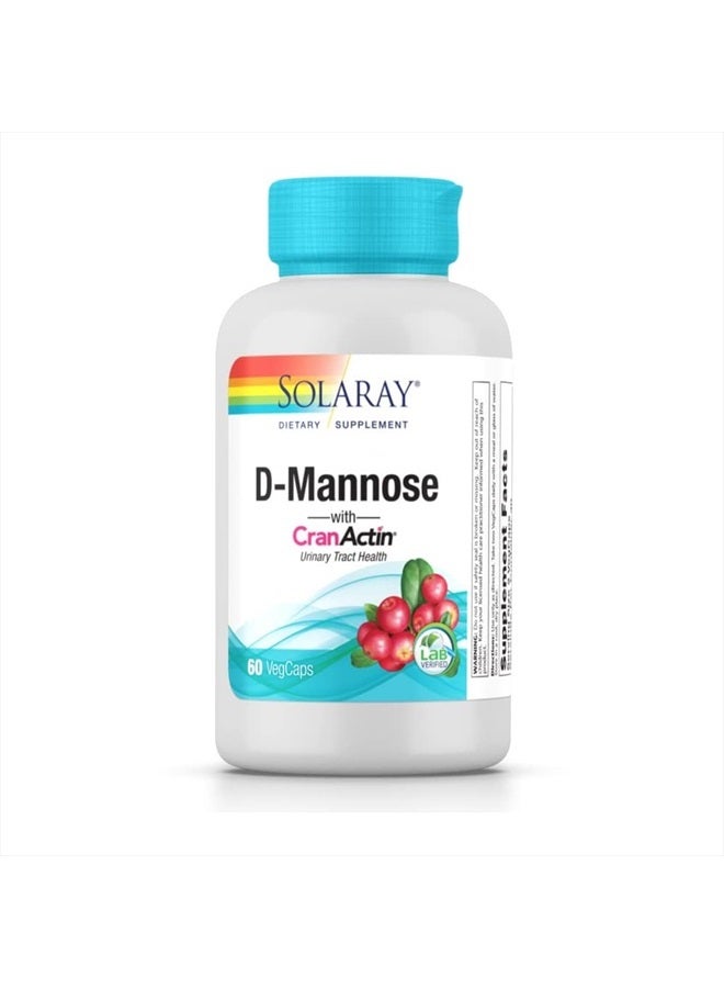 SOLARAY D-Mannose with CranActin, 60 Vegetarian Capsules - Image 1