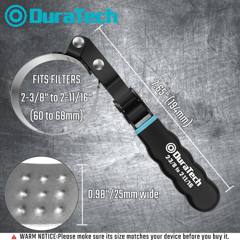 DURATECH Extra Small Swivel Oil Filter Wrench, Oil Filter Removal Tool, Fits Filters 2-3/8" to 2-11/16", Ideal for Car Repair Tools - Image 2