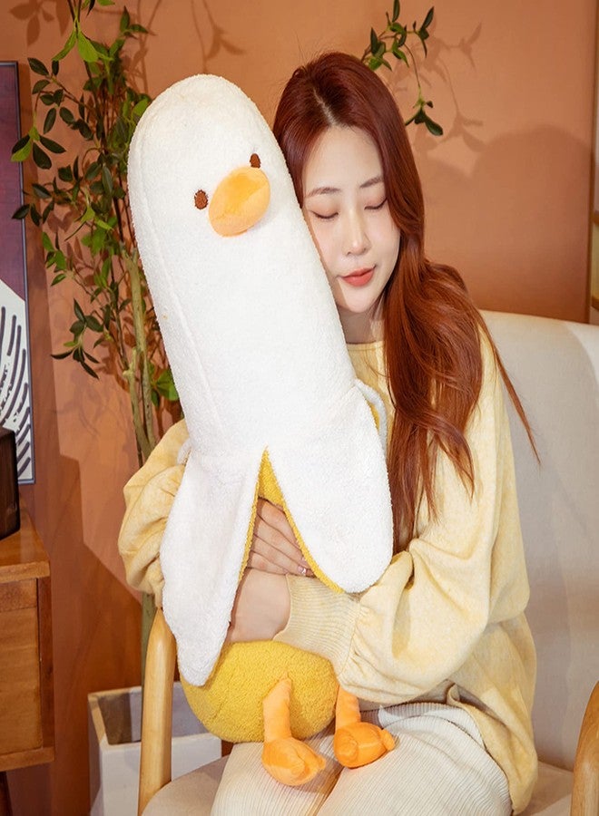 hitoshe Banana Duck Plush Toy, Banana Duck Stuffed Animals Doll Cute Plushie Hugging Plush Pillow Gift for Girls and Boys (White, 27.55 inch) - Image 4