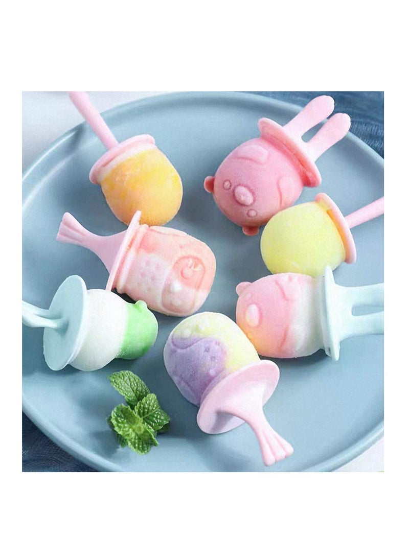 KASTWAVE - Ice Lolly Moulds Silicone, KASTWAVE Mini Animal Popsicle Mold for Children, Ice Pop Moulds, Popsicle Maker Set, BPA Free Homemade Ice Cream Mold, for Baby Kids DIY Popsicle Homemade (6 Cavities Blue) - Image 1
