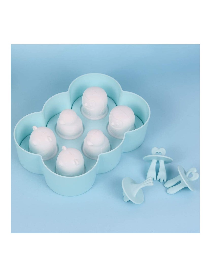 KASTWAVE - Ice Lolly Moulds Silicone, KASTWAVE Mini Animal Popsicle Mold for Children, Ice Pop Moulds, Popsicle Maker Set, BPA Free Homemade Ice Cream Mold, for Baby Kids DIY Popsicle Homemade (6 Cavities Blue) - Image 1