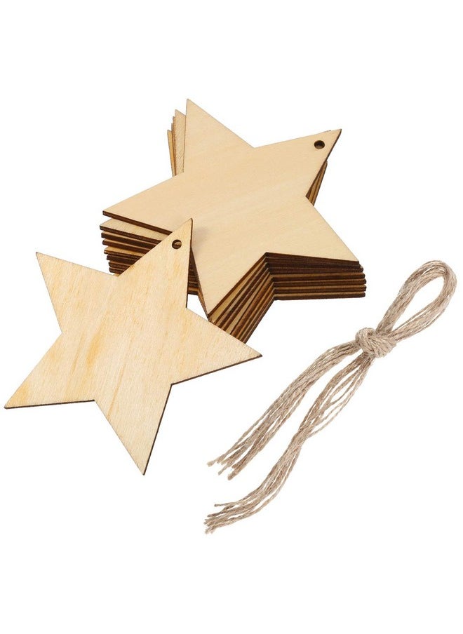 Pangda 20 Packs Wooden Star Cutouts Hanging Ornaments With 20 Packs Strings For Wedding, Diy, Craft, Festival, Decoration, Embellishments  - Image 4