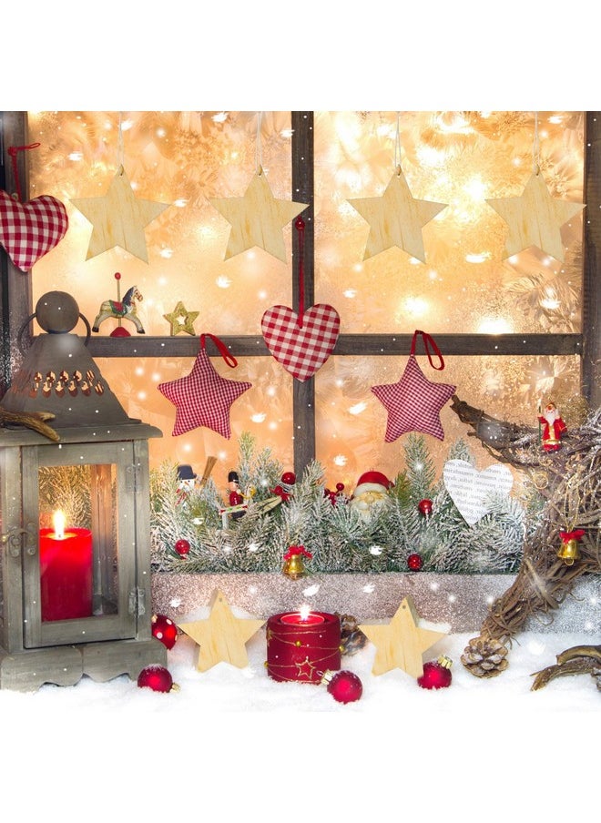 Pangda 20 Packs Wooden Star Cutouts Hanging Ornaments With 20 Packs Strings For Wedding, Diy, Craft, Festival, Decoration, Embellishments  - Image 1