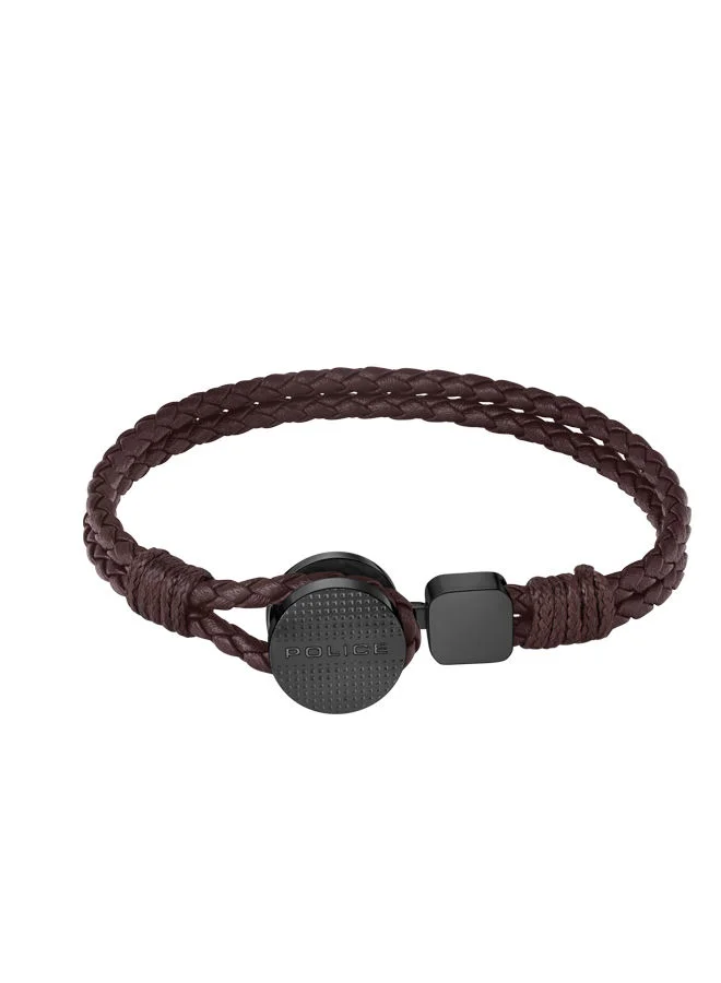 POLICE Deep-Set Bracelet for Men Grey with Brown LeatherPEAGB0005803