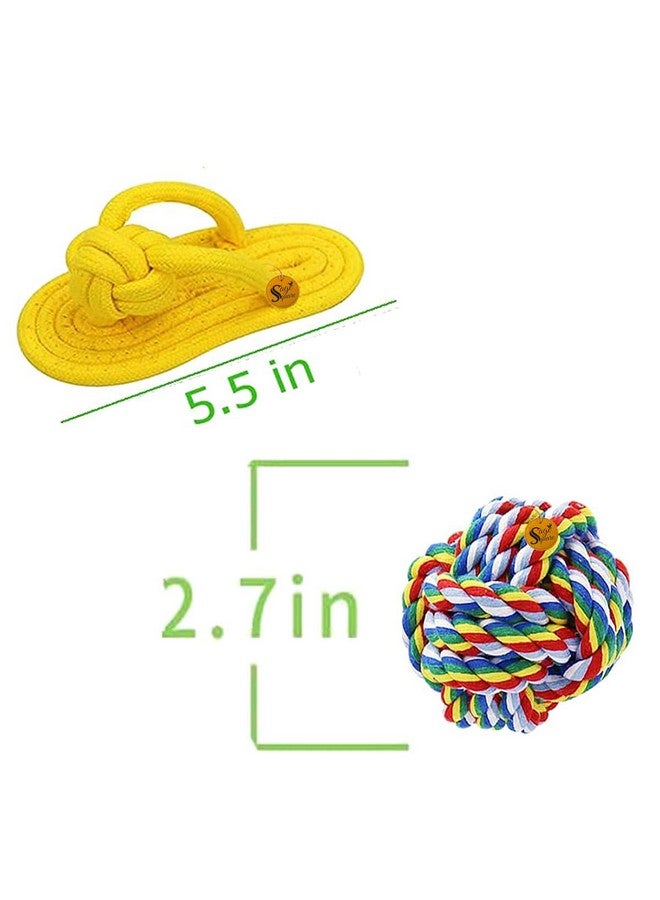 Sage Square Dog Durable Cotton Chew Rope Slipper Dog Toys For Teething Playing Fun Toy + Gums Massage + Stress Relief Chew Rope Toy + Rubber Flavoured Chew Bone For Small And Medium Puppies Pack Of 3  - Image 3