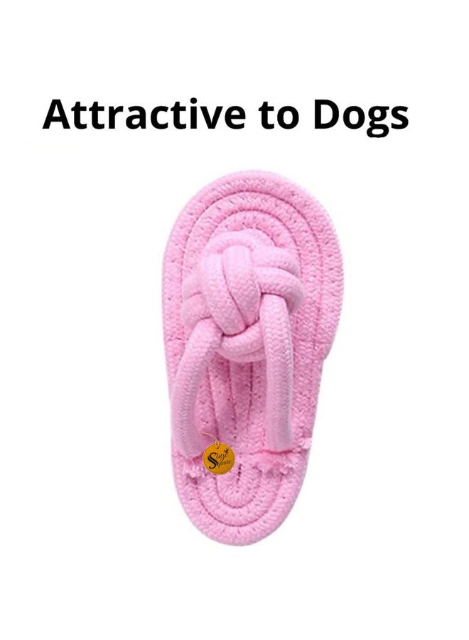 Sage Square Dog Durable Cotton Chew Rope Slipper Dog Toys For Teething Playing Fun Toy + Gums Massage + Stress Relief Chew Rope Toy + Rubber Flavoured Chew Bone For Small And Medium Puppies Pack Of 3  - Image 2
