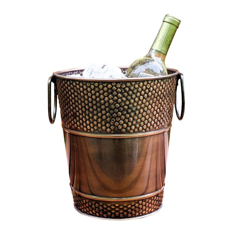 BREKX Berkshire Copper Finish Galvanized Wine Bucket, Leak & Rust Resistant, Sealed Ice and Drink Holder with Handles, 5 Quarts - Image 1