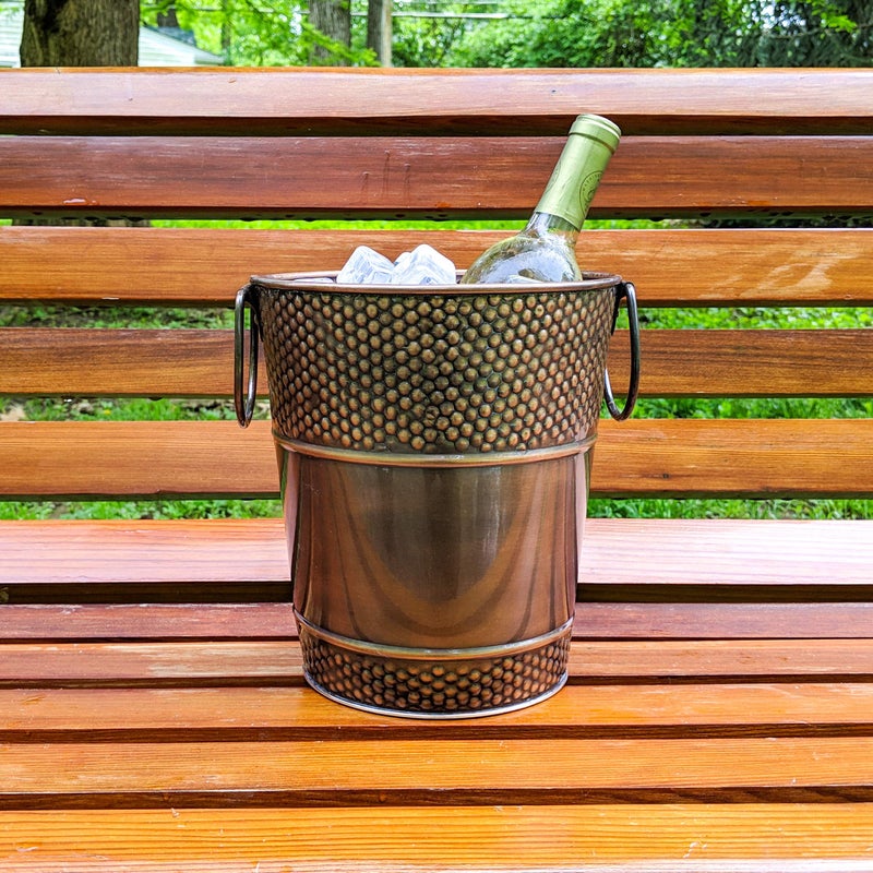 BREKX Berkshire Copper Finish Galvanized Wine Bucket, Leak & Rust Resistant, Sealed Ice and Drink Holder with Handles, 5 Quarts - Image 2