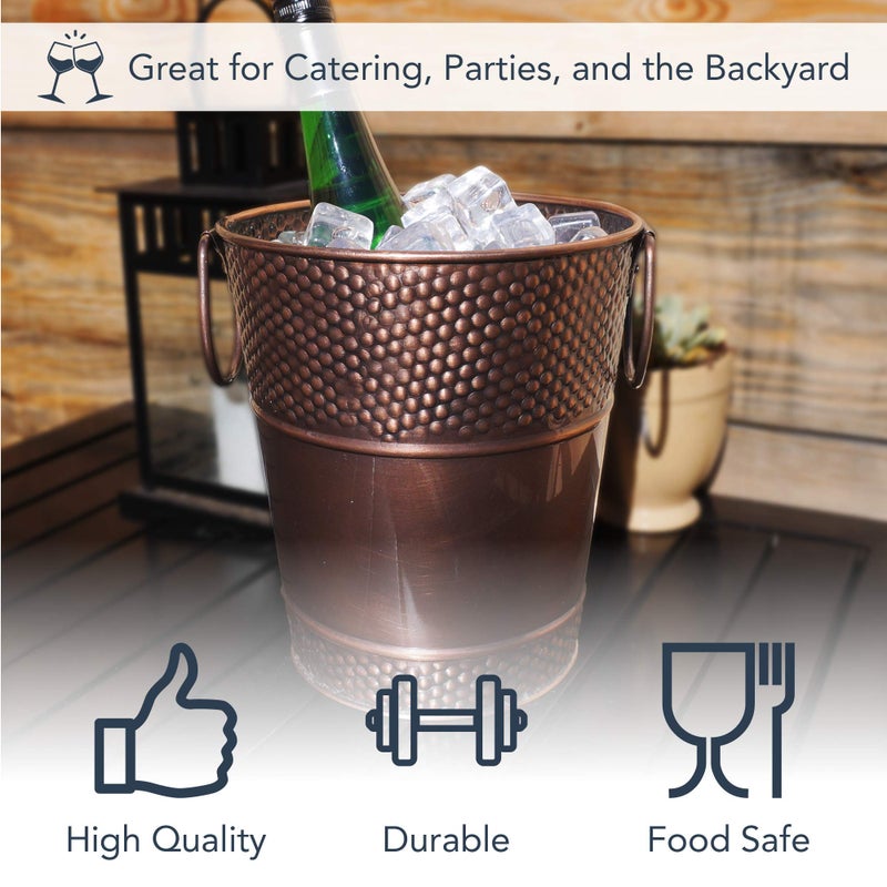 BREKX Berkshire Copper Finish Galvanized Wine Bucket, Leak & Rust Resistant, Sealed Ice and Drink Holder with Handles, 5 Quarts - Image 4