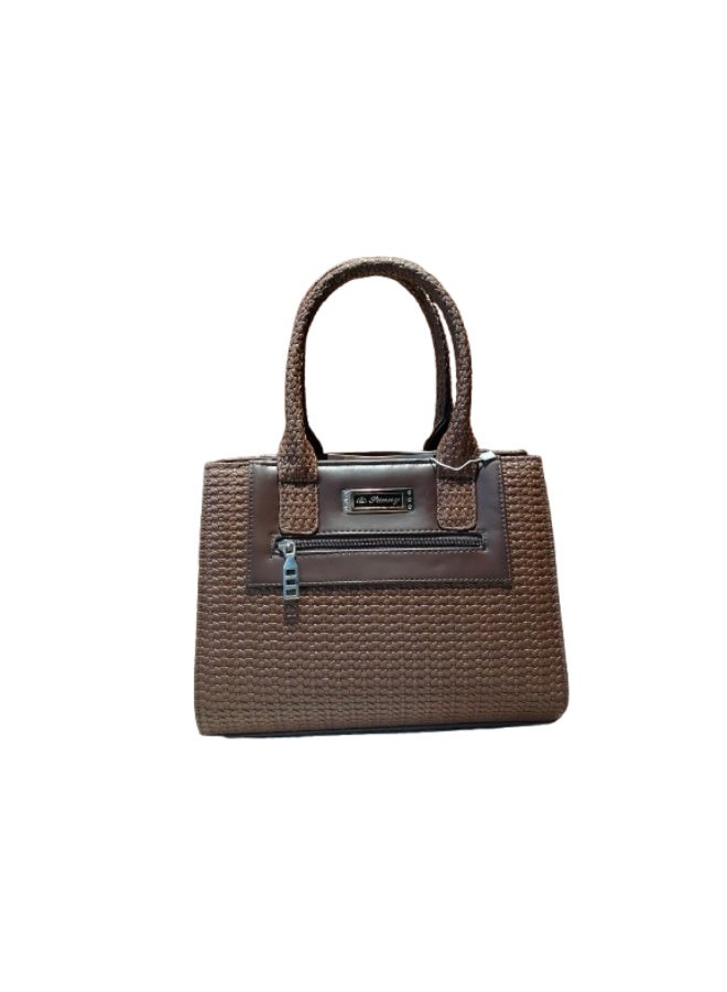 Luxury women's leather handbag brown color - Image 1